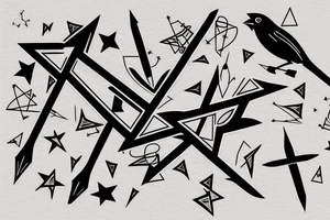 Arrow with a cardinal star and a fountain pen tip tattoo idea