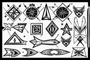Arrow with a cardinal star and a fountain pen tip tattoo idea