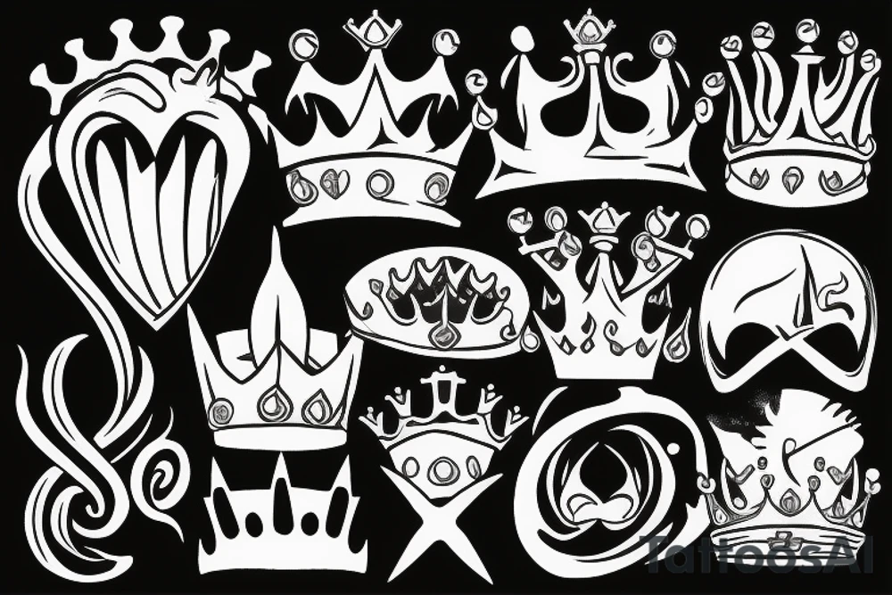 Trident splitting the sea with a 3 point crown above it tattoo idea