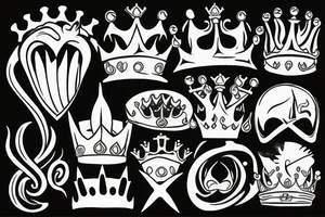 Trident splitting the sea with a 3 point crown above it tattoo idea