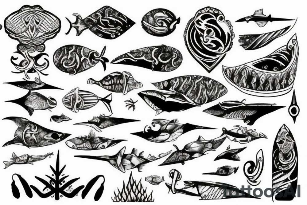 Trident splitting the sea tattoo idea