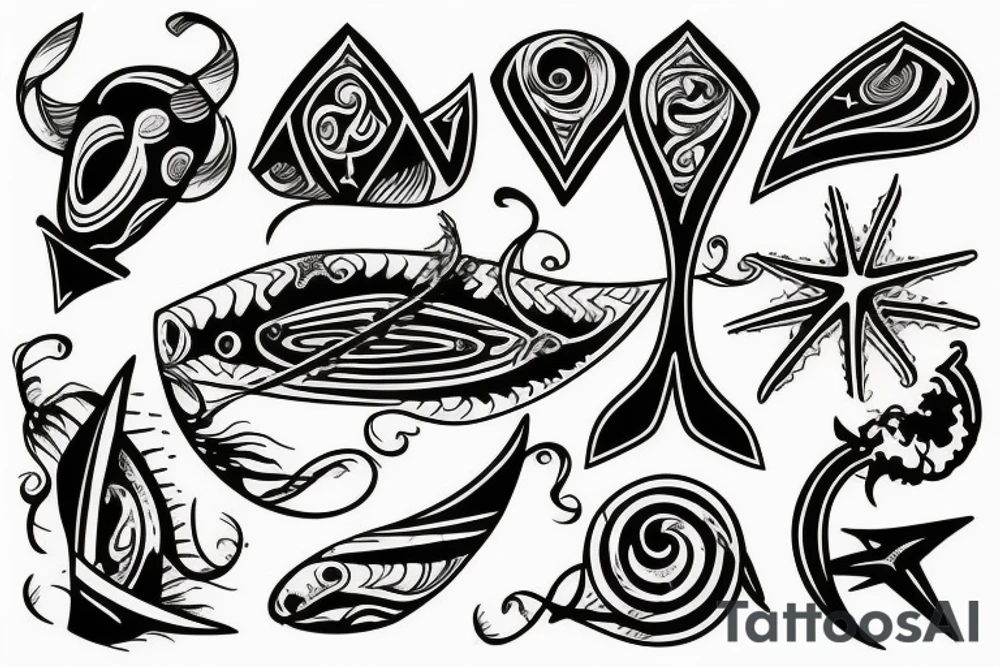 Trident splitting the sea tattoo idea