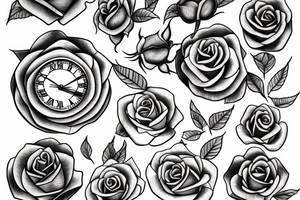 Rose and clock tattoo idea