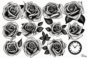 Rose and clock tattoo idea