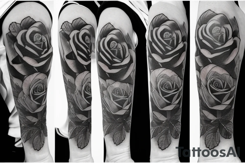 Rose and clock tattoo idea