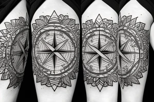 owl compass trees tattoo idea