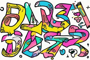 The letter R and L separated. Writing looks like colourful crayons tattoo idea
