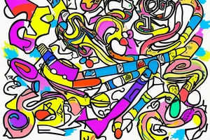 The letter R and L separated. Writing looks like colourful crayons tattoo idea