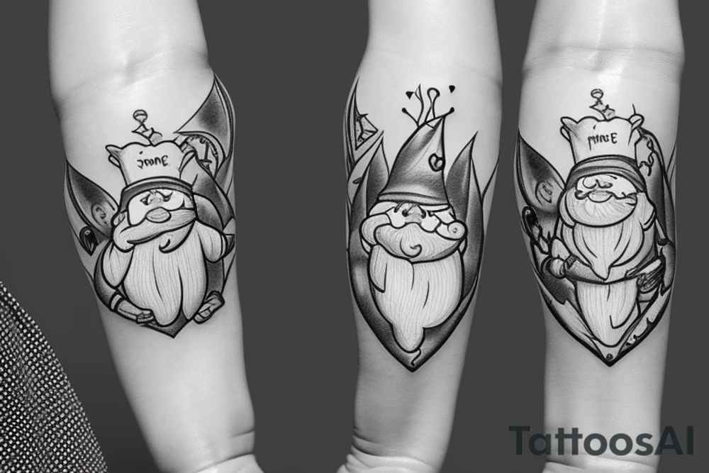 gnome marine twin mom heart true story tattoo idea