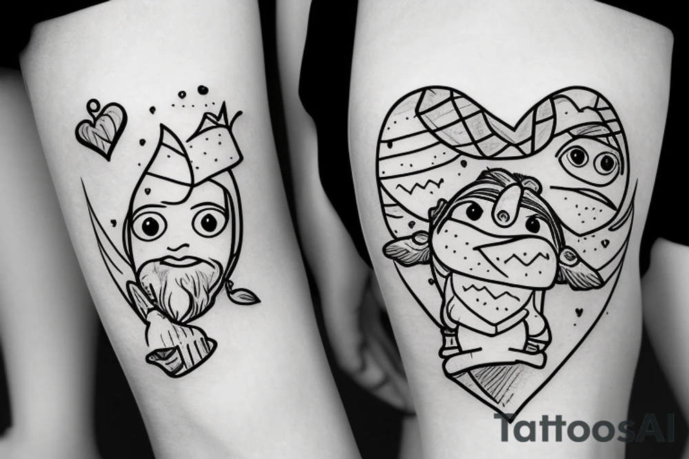 gnome marine twin mom heart true story tattoo idea