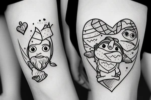 gnome marine twin mom heart true story tattoo idea