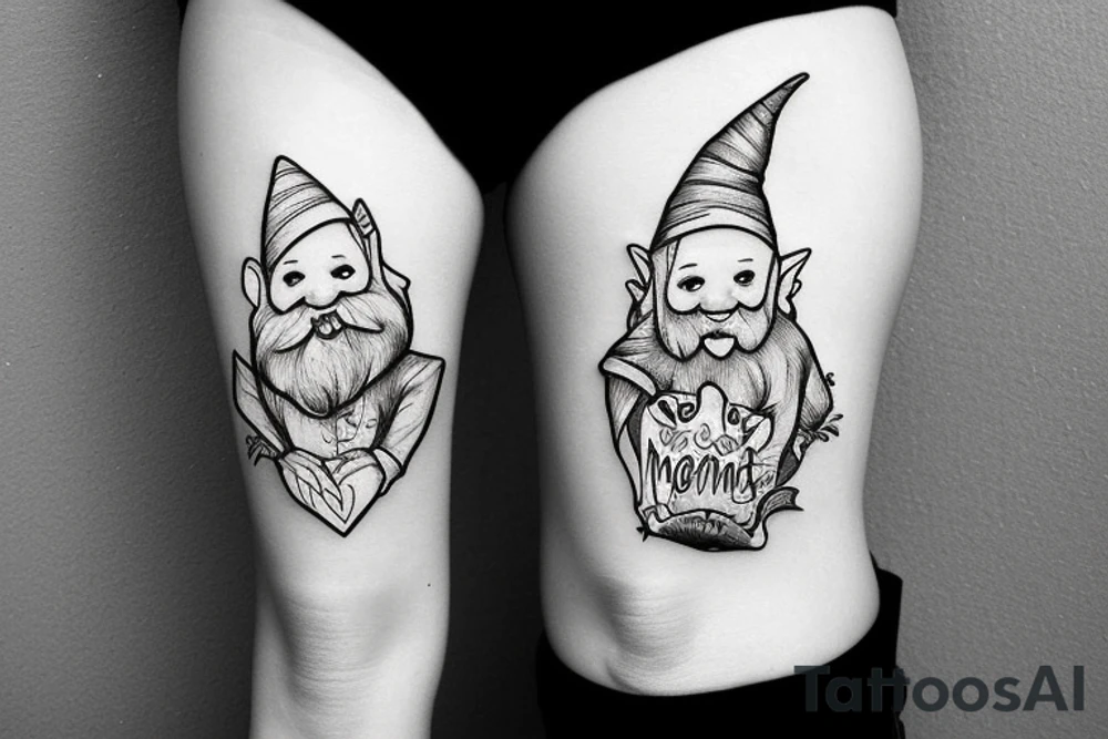 gnome marine twin mom heart true story tattoo idea