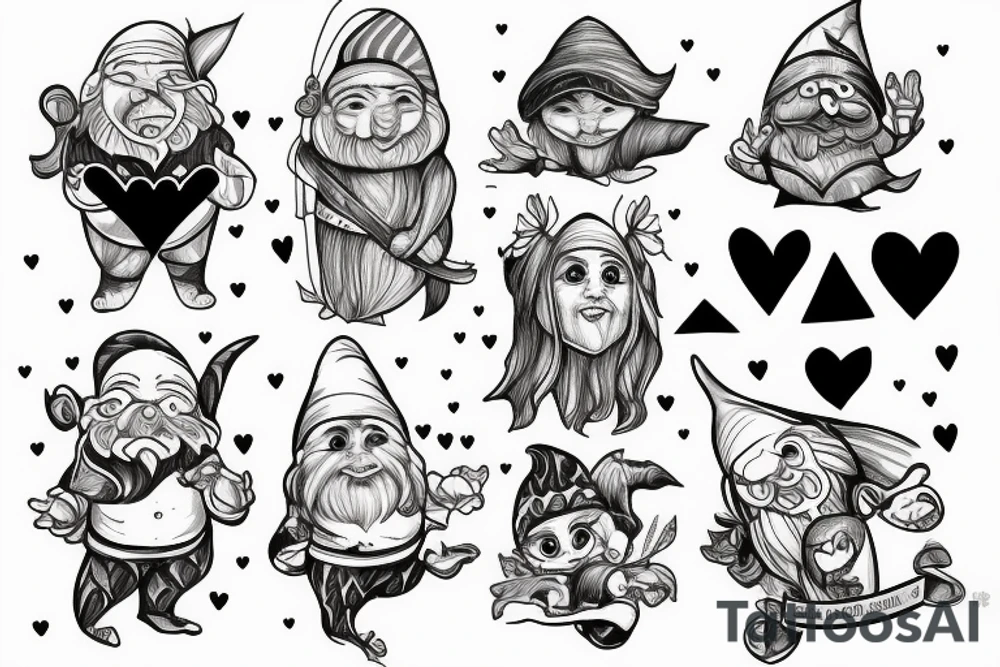back
gnome marine twin mom heart true story tattoo idea