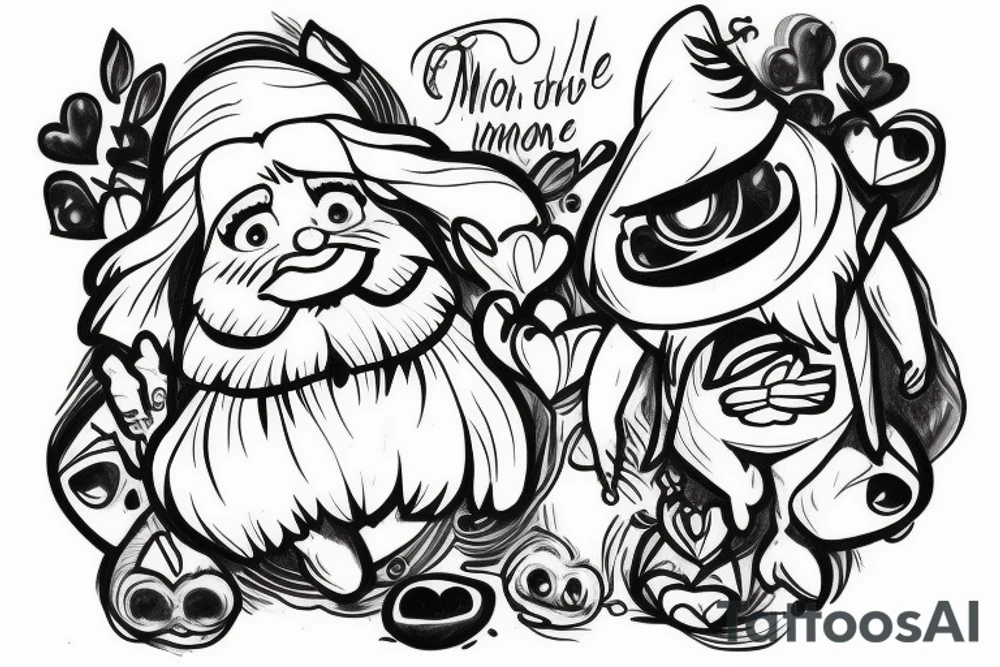 back
gnome marine twin mom heart true story tattoo idea