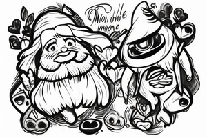back 
gnome marine twin mom heart true story tattoo idea