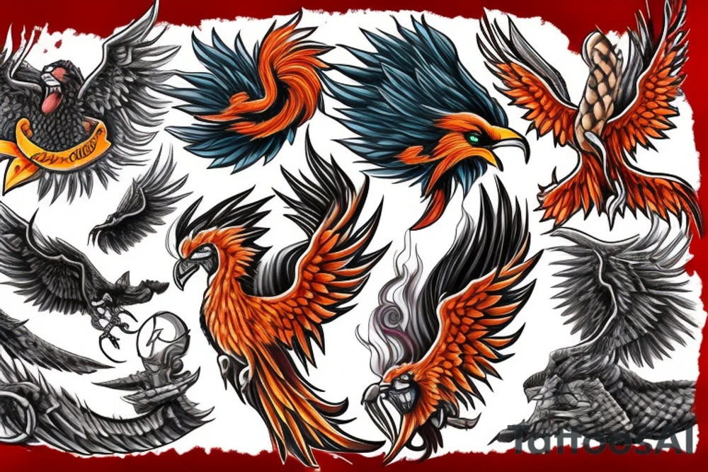 Battling phoenixes tattoo idea