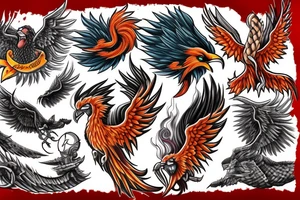 Battling phoenixes tattoo idea