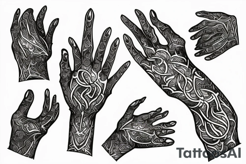 Prayer hands holding dagger tattoo idea