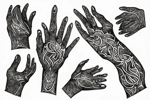 Prayer hands holding dagger tattoo idea