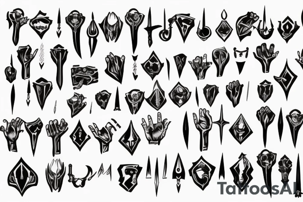 Prayer hands holding dagger tattoo idea