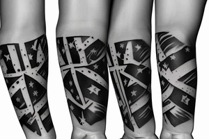 Forearm sleeve with cross and Brazilian flag tattoo idea