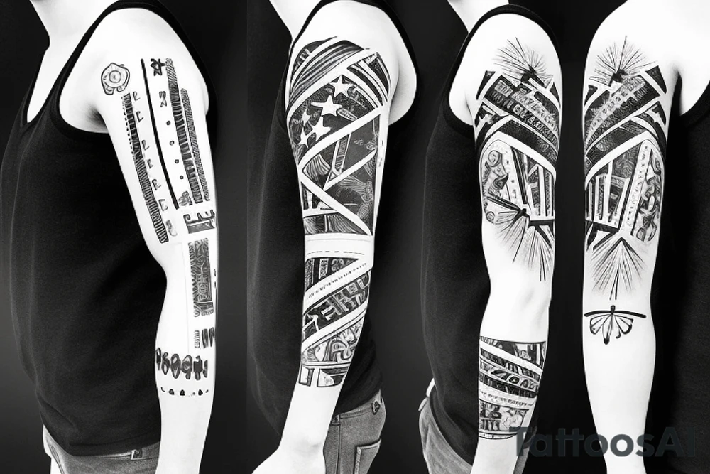 Forearm sleeve with cross and Brazilian flag tattoo idea