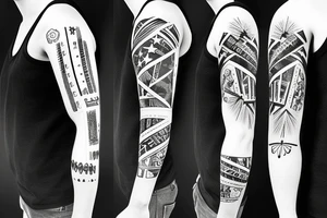 Forearm sleeve with cross and Brazilian flag tattoo idea