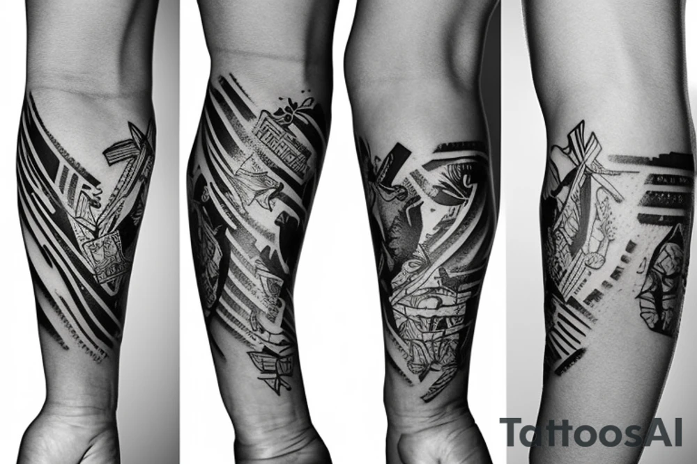 Forearm sleeve with Brazilian flag tattoo idea
