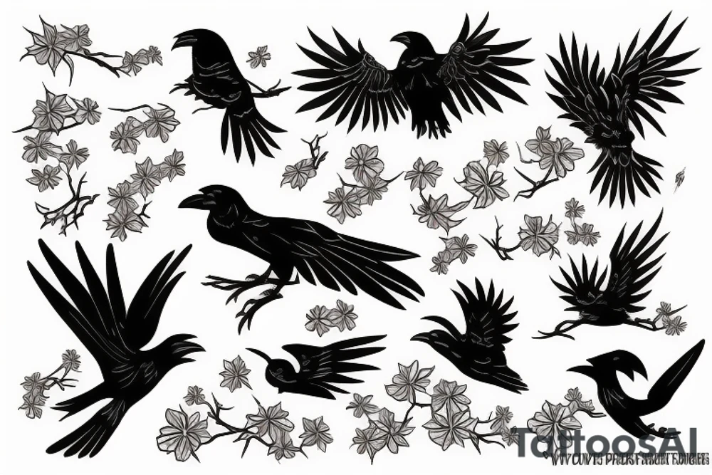 Crow on fire tattoo idea