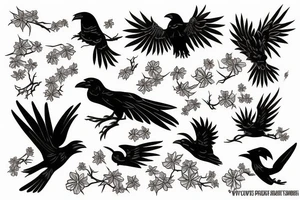 Crow on fire tattoo idea