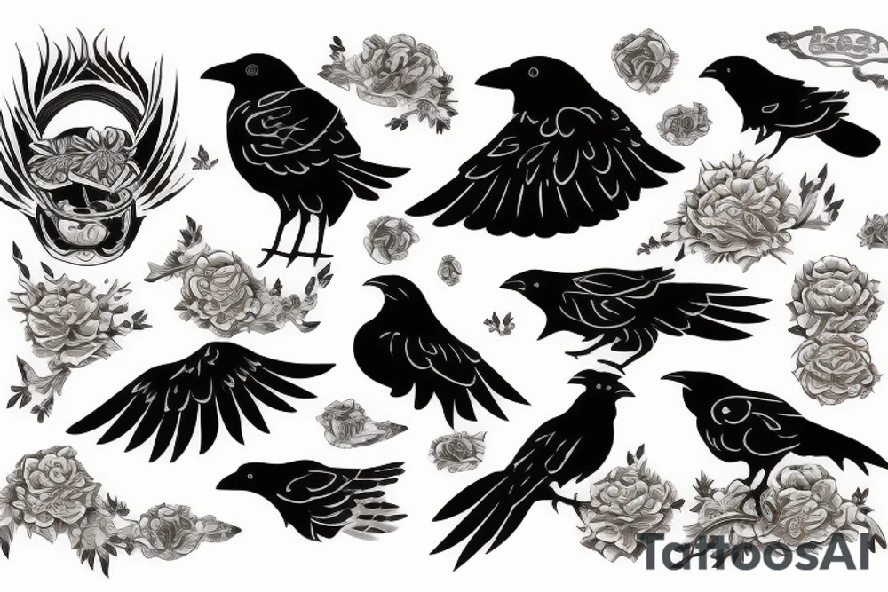 Crow on fire tattoo idea
