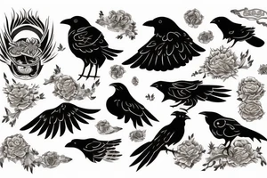 Crow on fire tattoo idea