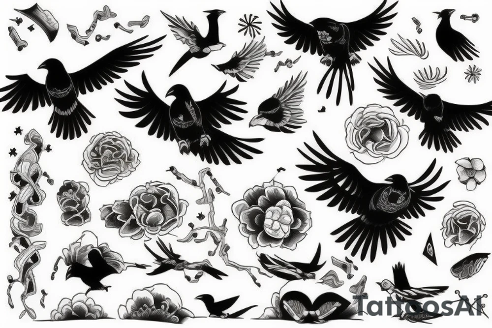 Crow Flying tattoo idea