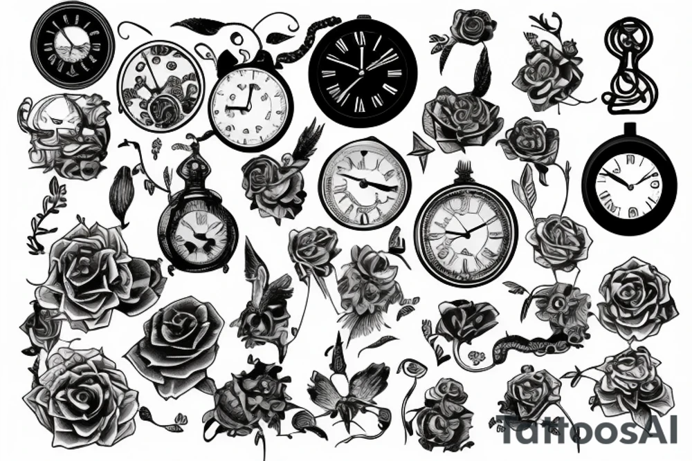 Broken clock with no hands tattoo idea