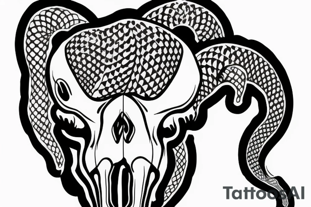Cow skull with snake tattoo idea