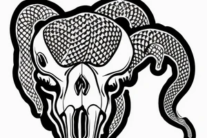 Cow skull with snake tattoo idea
