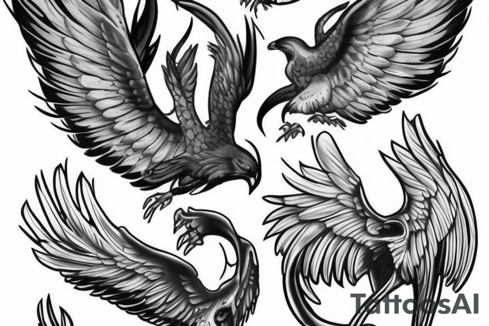 Phoenix flying with talons out tattoo idea
