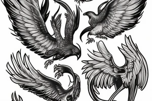 Phoenix flying with talons out tattoo idea