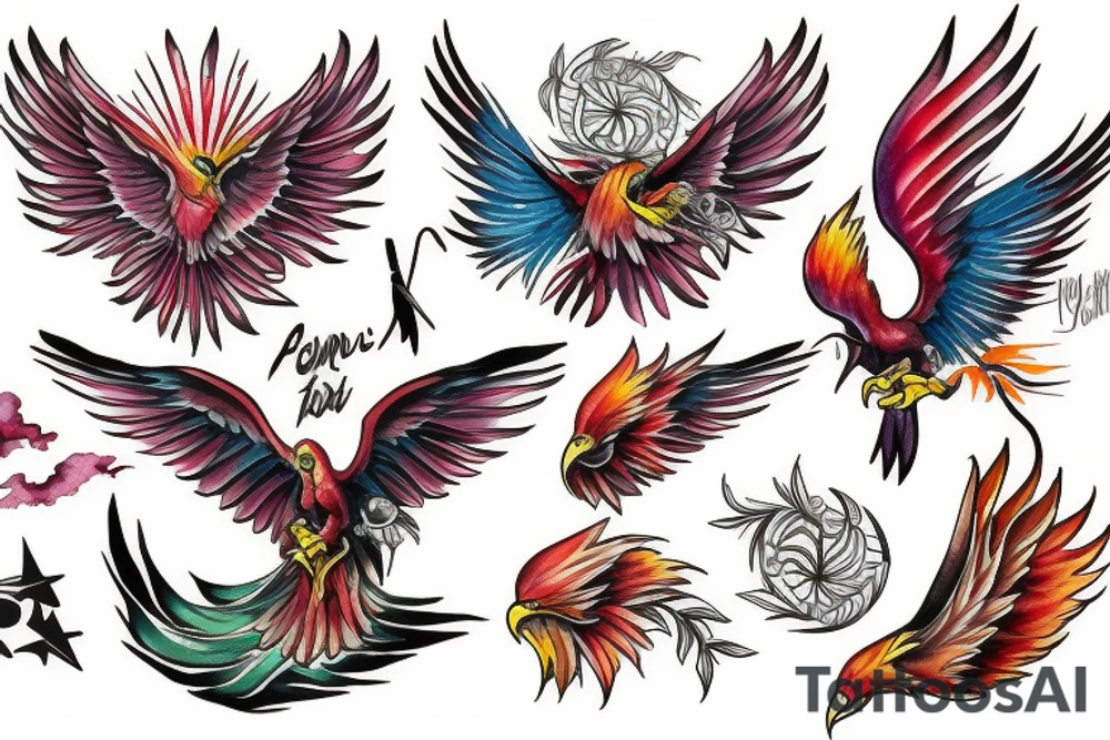 Phoenix flying with talons out tattoo idea