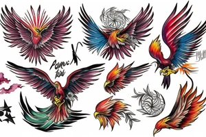 Phoenix flying with talons out tattoo idea