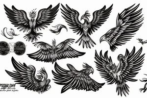 Phoenix flying with talons out tattoo idea
