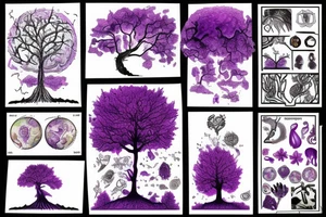 Purple tree holding up the world tattoo idea