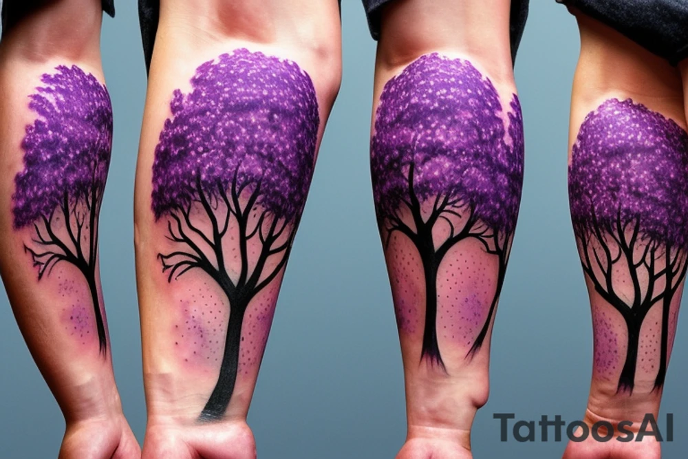Purple tree holding up the world tattoo idea