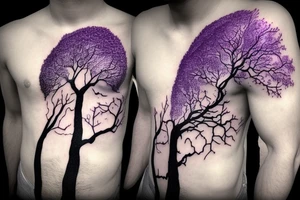 Purple tree holding up the world tattoo idea