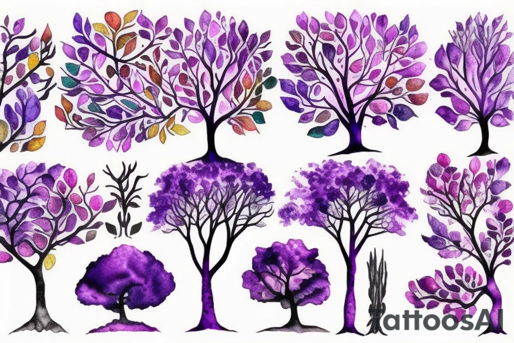 Purple tree holding up the world tattoo idea
