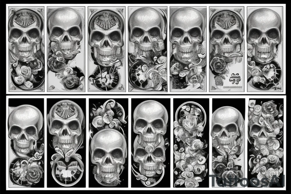 skull dollar bills tattoo idea