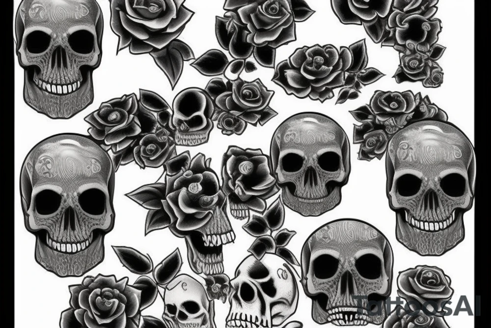 skull dollar bills tattoo idea
