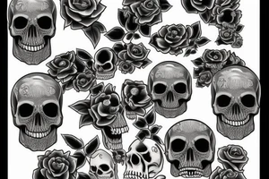 skull dollar bills tattoo idea