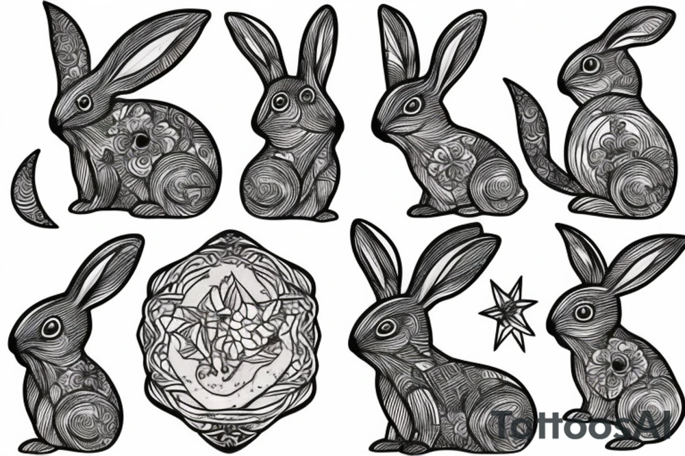 rabbit seeing the moon tattoo idea