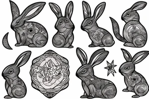 rabbit seeing the moon tattoo idea